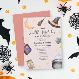 Twee heksen brouwen meisje halloween Baby shower Kaart