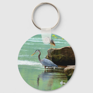 Twee Herons Vist Sleutelhanger