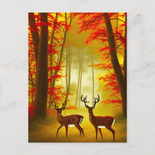 Twee herten in een Herfstbos / Bossen Briefkaart