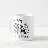 Twee herten Vrolijk Kerstmis Zwart Koffiemok (Voorkant links)