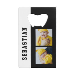 Twee het Malplaatje van de Foto en de Naam Persoon Kredietkaart Flessenopener
