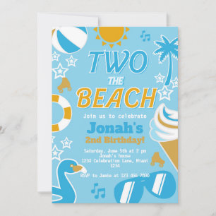 Twee het Strandfeest 2e Verjaardag Jongen zomer Kaart