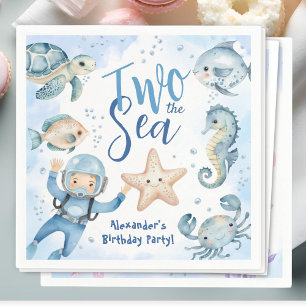 Twee het Zee! Schattige Boy Blue Ocean verjaardags Servet