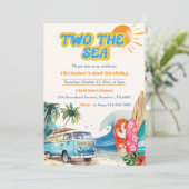Twee Het Zee Surf Beach 2e Verjaardagsuitnodiging Kaart (Staand voorkant)