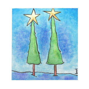 Twee Hoge Kerstbomen Notitieblok