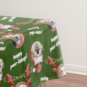 Twee Hond Foto Vrolijk Kerstmis Klein + Medium Tafelkleed