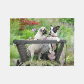 Twee honden een pug puppy en Boston Terrier in een Fleece Deken (Voorkant (Horizontaal))