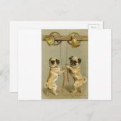 Twee honden luiden de kerstklokken feestdagenkaart (Voorkant / Achterkant)