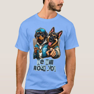 twee honden rockende tee ontwerp meisje t-shirt