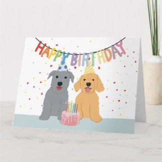 Twee honden verjaardagsfeestje kaart