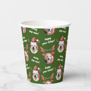 Twee Hondenfoto Santa Rendier Antler Pet Kerst Papieren Bekers