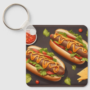 Twee hotdog sleutelhanger