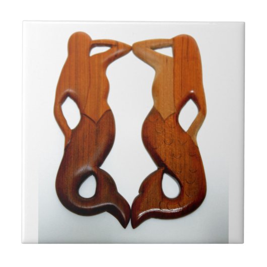 twee houtmermatten tegeltje (Voorkant)