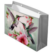 Twee Hummingvogels met roze Hibiscus Flower Groot Cadeauzakje (Voorkant Gekanteld)
