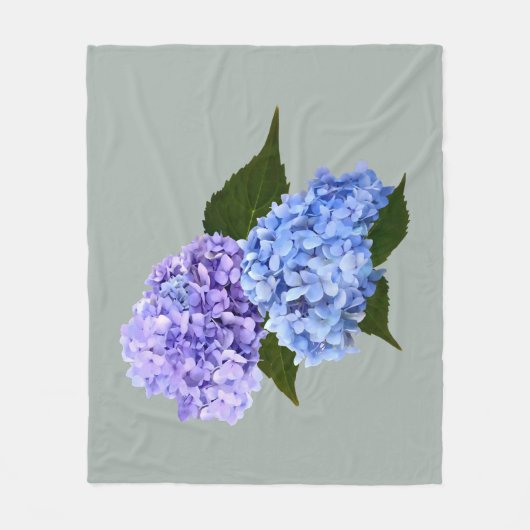 Twee Hydrangea Lavendel en Blauw Fleece Deken (Voorkant)