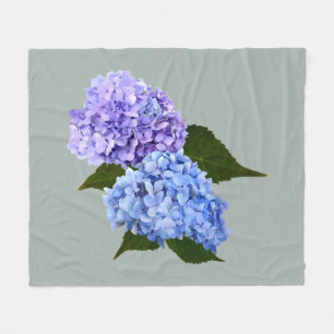 Twee Hydrangea Lavendel en Blauw Fleece Deken