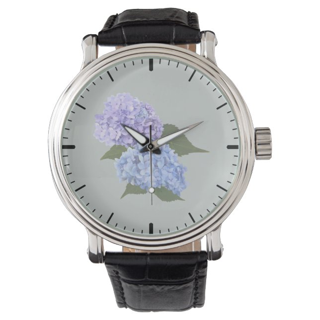 Twee Hydrangea Lavendel en Blauw Horloge (Voorkant)