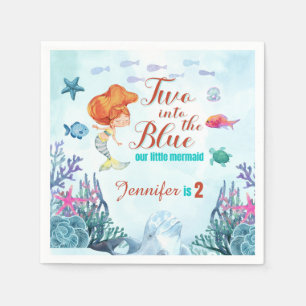 Twee in de Blue Orang Zeemeermin Meisjes 2e verjaa Servet
