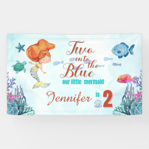 Twee in de Blue Orang Zeemeermin Meisjes 2e verjaa Spandoek
