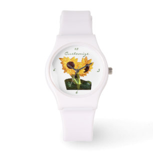 Twee in potten geplante zonnebloemen Thunder_Cove Horloge