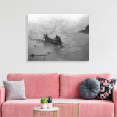 Twee Indianen Visten op het Quinault-meer op Canoe Canvas Afdruk (Insitu (Woonkamer))