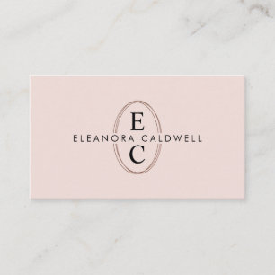 Twee Initialen Monogram Roos Gold Logo Blush Pink Visitekaartje