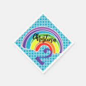 Twee jaar oud regenboog verjaardagsfeestje servet (Hoek)