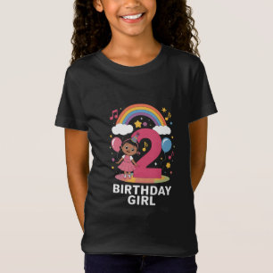 Twee jaar oude verjaardagsmeisje Cute 2e verjaarda T-shirt