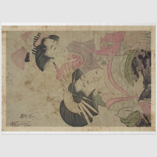 Twee Japanners Woodblock Print Ukiyo Style Tissuepapier