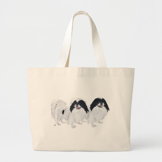 Twee Japanse Chin-honden Grote Tote Bag (Voorkant)