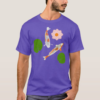 Twee Japanse Koi Fish Waterlily Koi Pond T-shirt