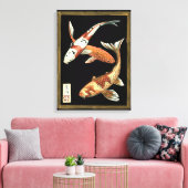 Twee Japanse Koi Goldfish op zwarte achtergrond Canvas Afdruk (Insitu (Woonkamer))