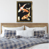 Twee Japanse Koi Goldfish op zwarte achtergrond Canvas Afdruk (Insitu (Slaapkamer))