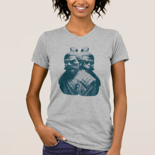 Twee Japanse Samurai-standbeelden ontwerp T-shirt