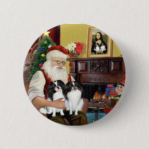 Twee Japanse spaniels van de Kerstman Ronde Button 5,7 Cm