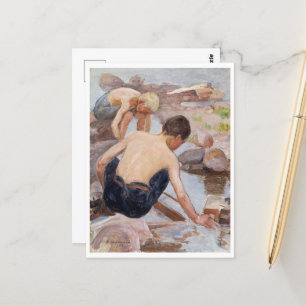 twee jongens aan de wal , pekka halonen briefkaart