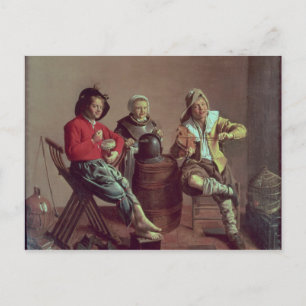 Twee jongens en een meisje die muziek maken, 1629 briefkaart