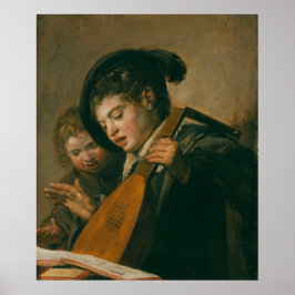 Twee jongens zingen poster