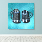 Twee Jubileum bruiloft genoemd de Mokken van de Be Canvas Afdruk (Insitu (Houten vloer))