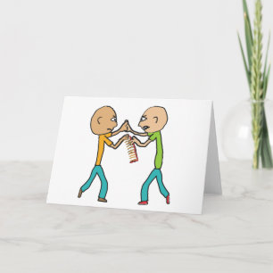 Twee kale Mannen vechten om een kam Kaart
