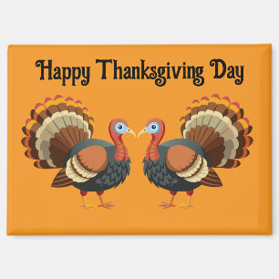 Twee Kalkoenen Thanksgiving Magneet