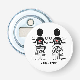 Twee kamers Biker Motorfiets Bruiloft Favor Button Flesopener