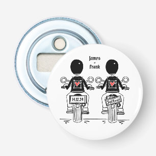 Twee kamers Biker Motorfiets Bruiloft Favor Button Flesopener