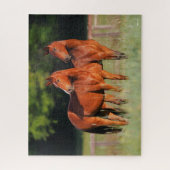 Twee kartonnen paarden in het veld legpuzzel (Verticaal)