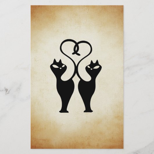 Twee kat Silhouette Briefpapier (Voorkant)