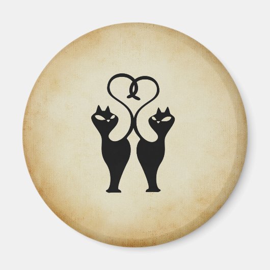 Twee kat Silhouette Magneet (Voorkant)