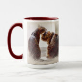 Twee kats maroon Two-tone Hot Beverage Mok (Links)