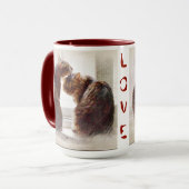 Twee kats maroon Two-tone Hot Beverage Mok (Voorkant links)