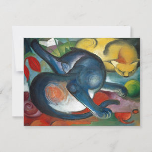 Twee katten, blauw en geel door Franz Marc (1912) Briefkaart