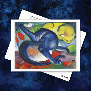 Twee katten Blauw Geel Franz Marc Briefkaart